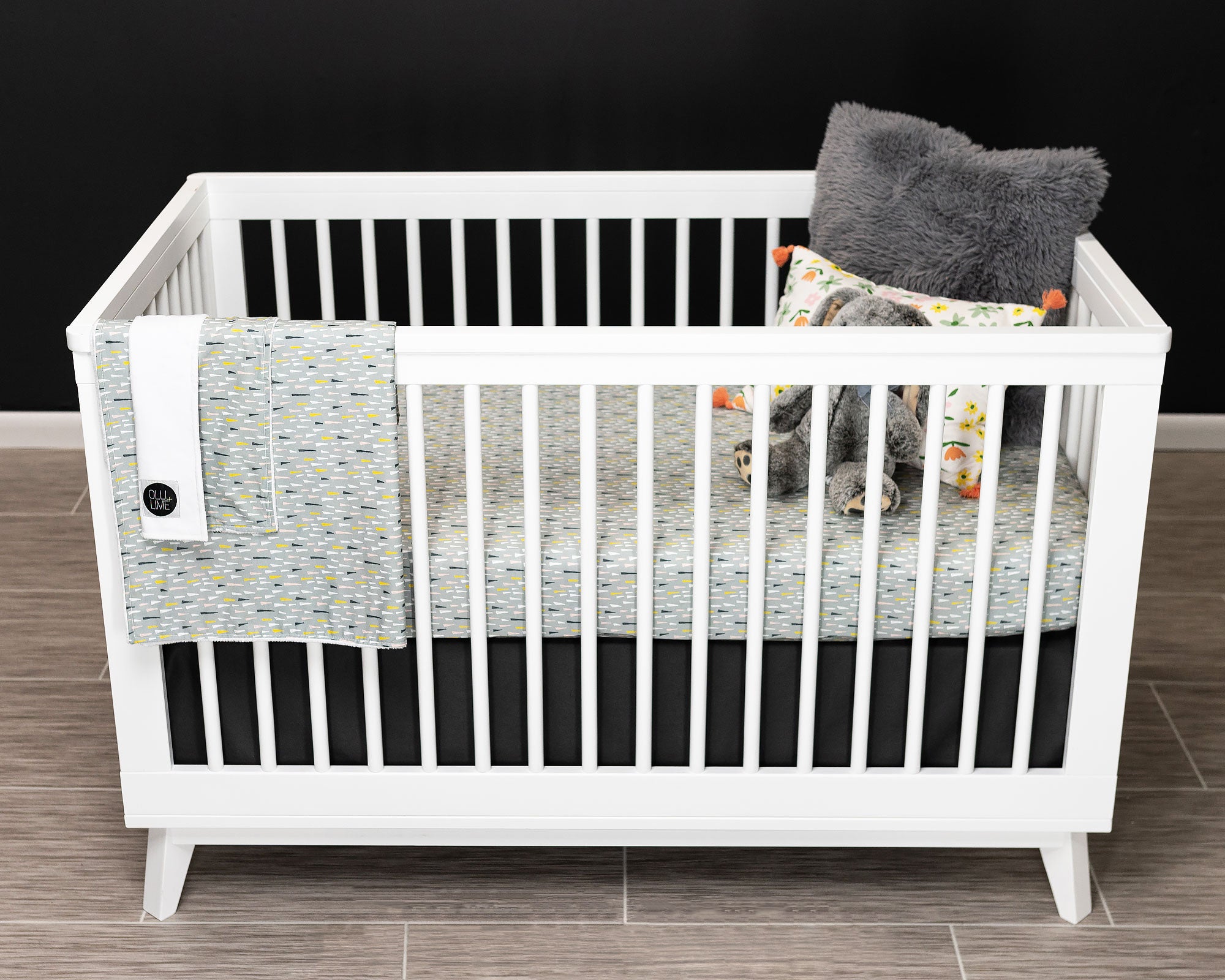 Jester's Hat - Deluxe Nursery Bedding Set - Multi-colored Hats on Sage - Olli+Lime